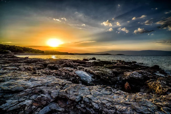 Wunderschöne Landschaft Von Kroatien Kroatische Küste Meer Und Berge Panorama — Stockfoto