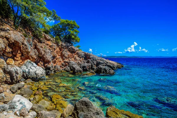 Hermoso Paisaje Croacia Costa Croacia Mar Montañas Panorama — Foto de Stock