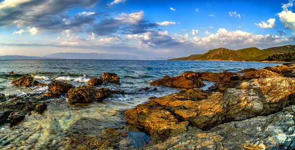 Hermoso Paisaje Croacia Costa Croacia Mar Montañas Panorama — Foto de Stock