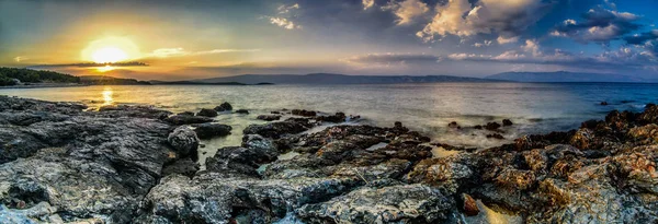 Wunderschöne Landschaft Von Kroatien Kroatische Küste Meer Und Berge Panorama — Stockfoto