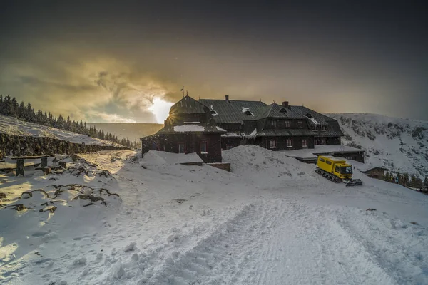 Prachtige Landschap Van Winter Karkonosze Bergen Panorama — Stockfoto