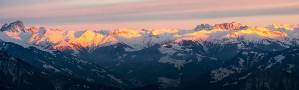 Vista Para Vale Reno Perto Chur Paisagem Circundante Montanha Inverno — Fotografia de Stock