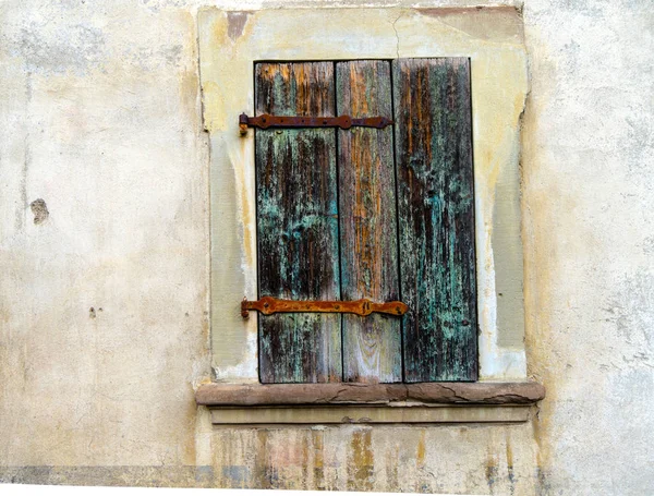 Rustic Vintage Wooden Shutter Rusted Hinges — Stock Photo, Image