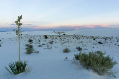 beyaz kum ve dunes etkileyici bir gökyüzünün altında yatay çöl