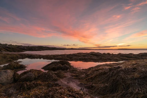 Hermoso Amanecer Sobre Océano Amanecer Una Playa Bahía Fundy — Foto de Stock