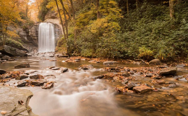 Guardando Cascata Vetro North Carolina Una Splendida Giornata Autunnale — Foto Stock