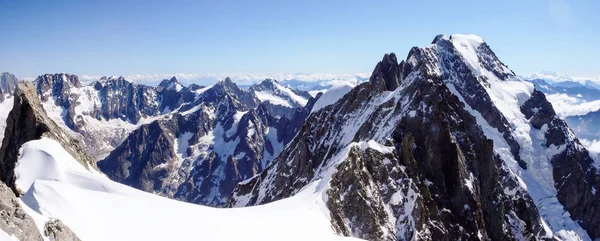 Panorama View Mountain Landscape French Alps Summit Grand Jorasses Center — Stock Photo, Image