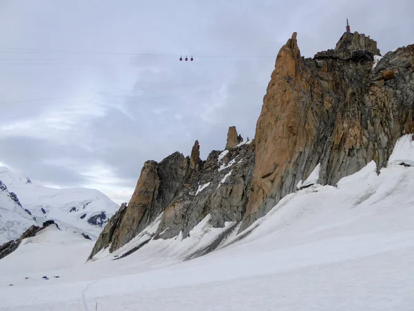 Cable Car High Glacier Alps Mountain Panorama Background — Stock Photo, Image