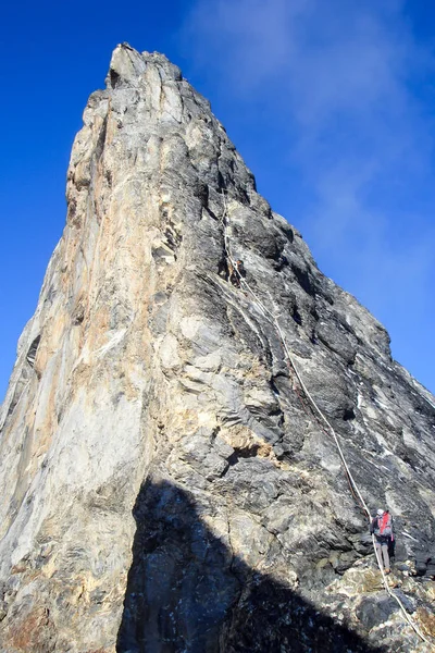 Bergbeklimmers Beroemde Mittellegi Ridge Van Eiger Berg Buurt Van Grindelwald — Stockfoto