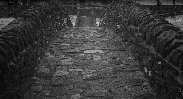 Fekete Fehér Zár Megjelöl Kilátás Nyílik Történelmi Híd Római Időkben — Stock Fotó