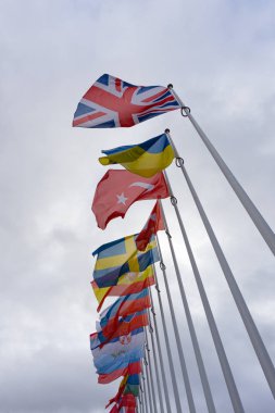 Strasbou 'daki Avrupa Konseyi üye ülkelerinin bayrakları