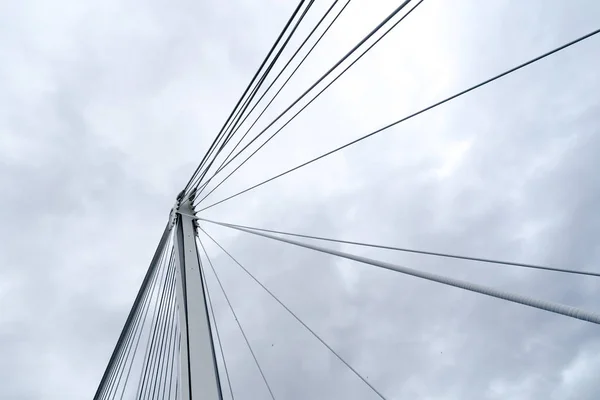 Minimal detail of modern steel suspension bridge — Stock Photo, Image