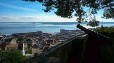 high angle cityscape view of Lisbon in Protugal seen from the famous Sao Jorge Castle