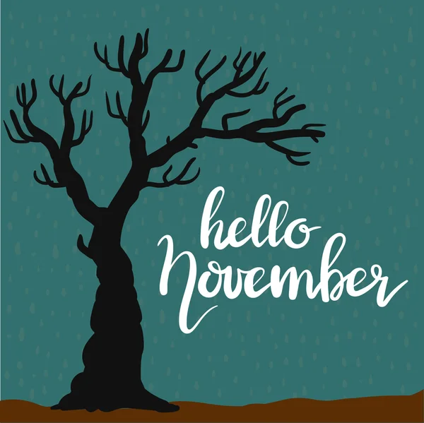 Hand drawn typography lettering phrase Hello November — Stock Vector