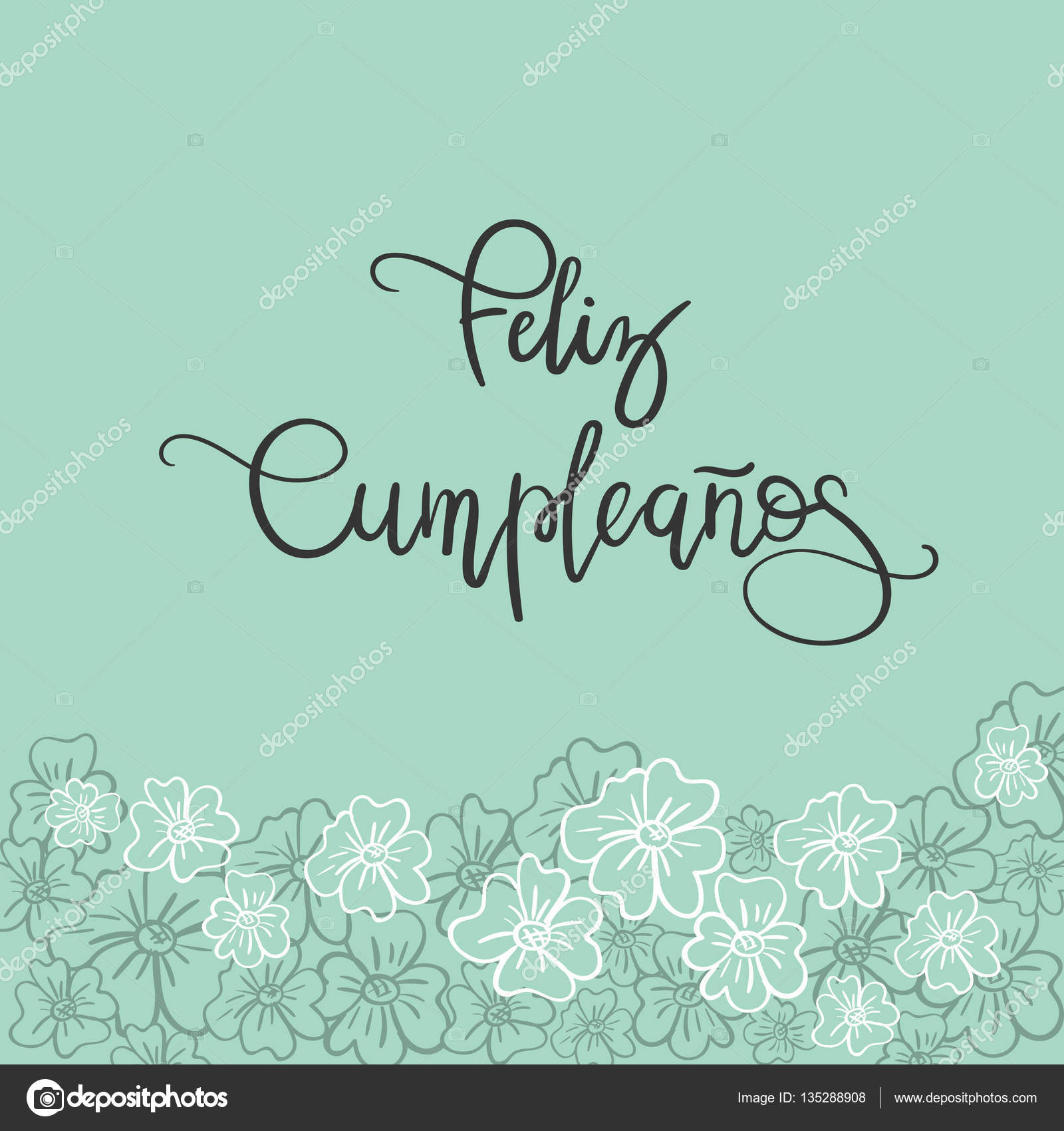 Feliz Cumpleanos Joyeux Anniversaire Texte Espagnol Carte De Voeux Calligraphie Moderne Image Vectorielle Par Anmark C Illustration
