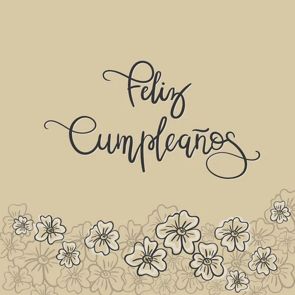 펠리 즈 Cumpleanos (생일 스페인어 텍스트) 인사말 카드 현대 서 예. — 스톡 벡터
