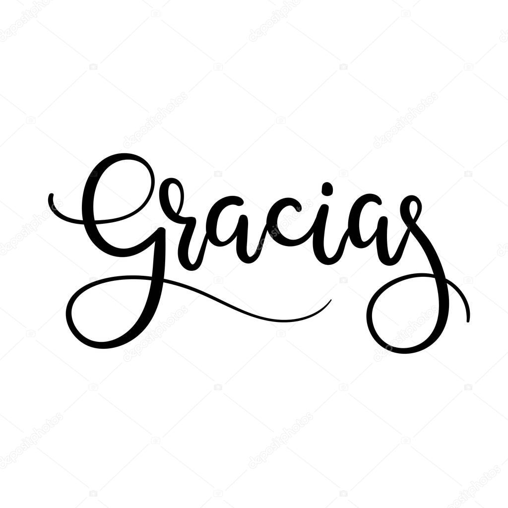 Gracias Hand Lettering Greeting Card. Thank You in Spanish. Modern Calligraphy.