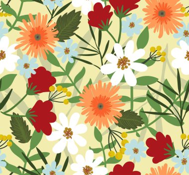 Sorunsuz çiçek desenli. Bitki vektör arka plan