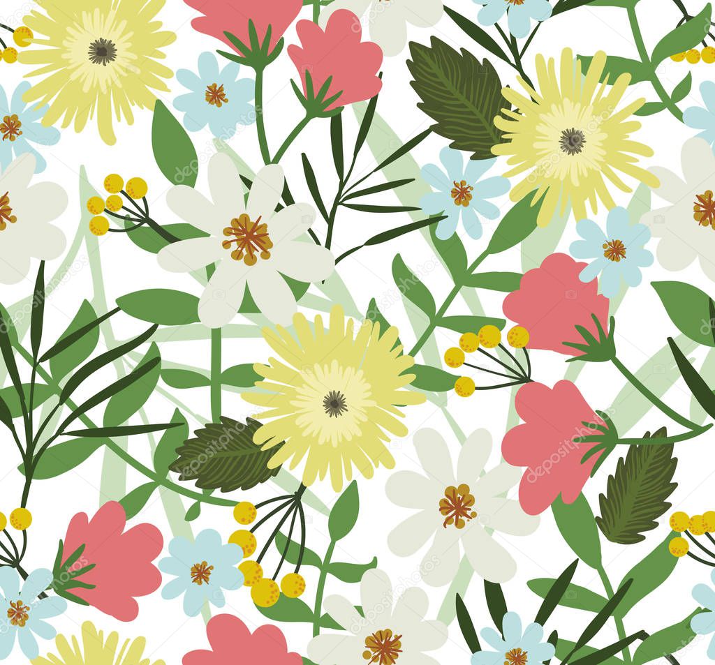 Seamless floral pattern. Plant vector background