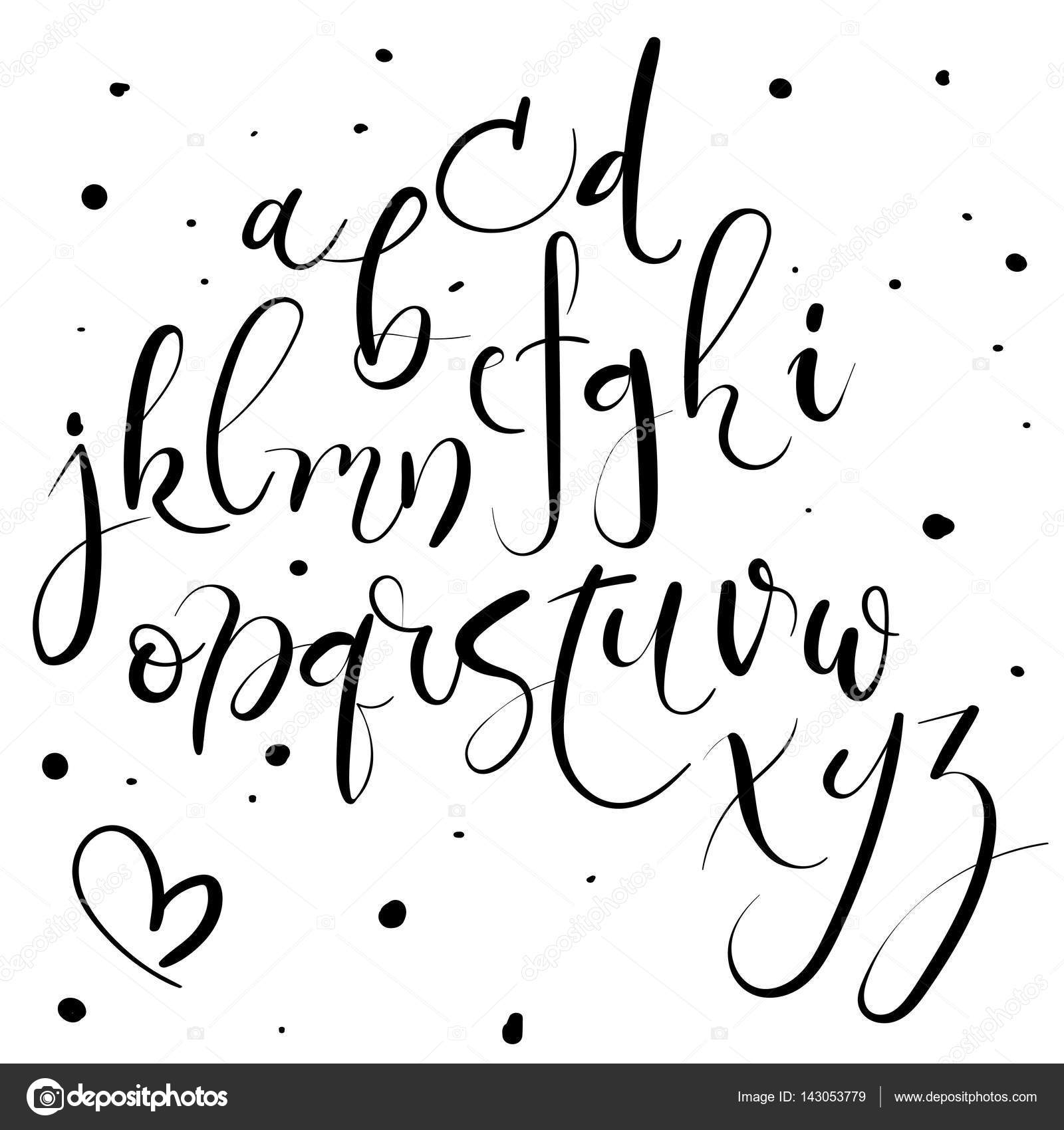 Hand lettering alphabet. Hand drawn letters. Modern calligraphy