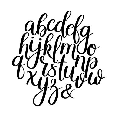 El yazısı fırça harfler. ABC. Modern hat. El yazı vektör alfabesi