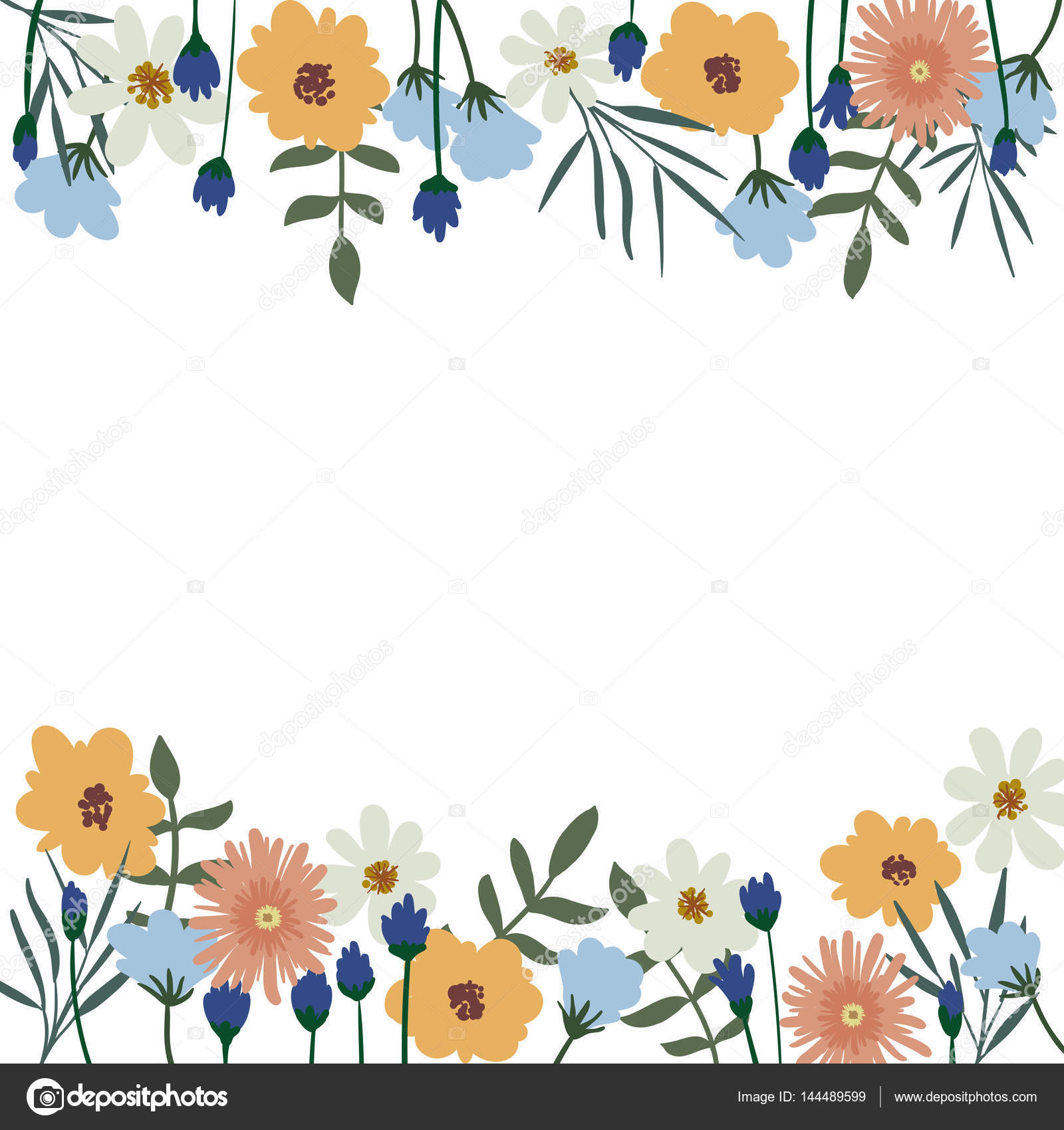 Vector Floral Frame With Flowers And Leaves Floral Frame Background Vector Image By C Anmark Vector Stock