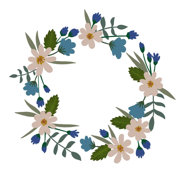 Corona floral aislada sobre fondo blanco. Marco floral vectorial . — Vector de stock