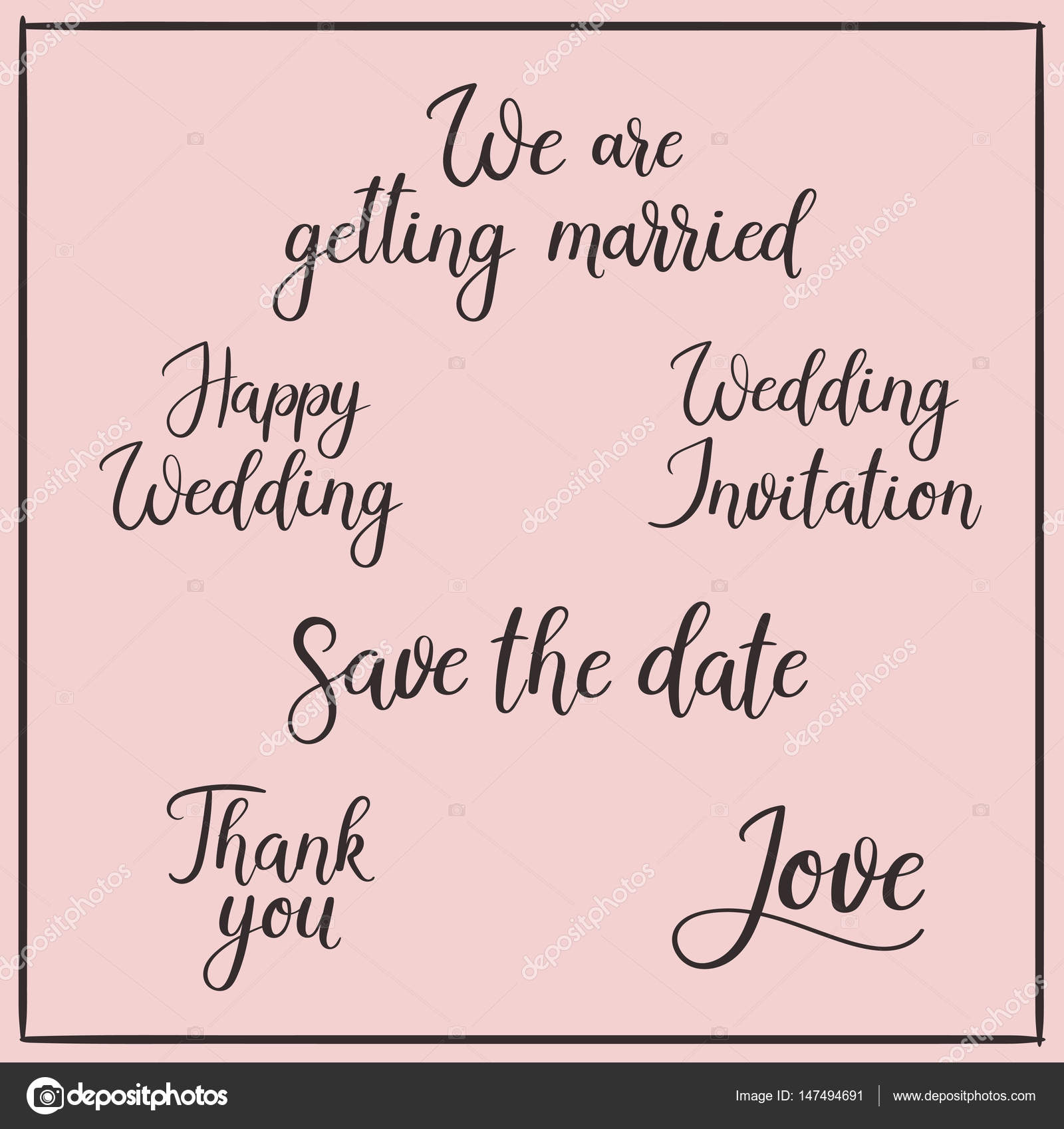 Wedding Calligraphy Hand Lettering Inscriptions Save The Date And