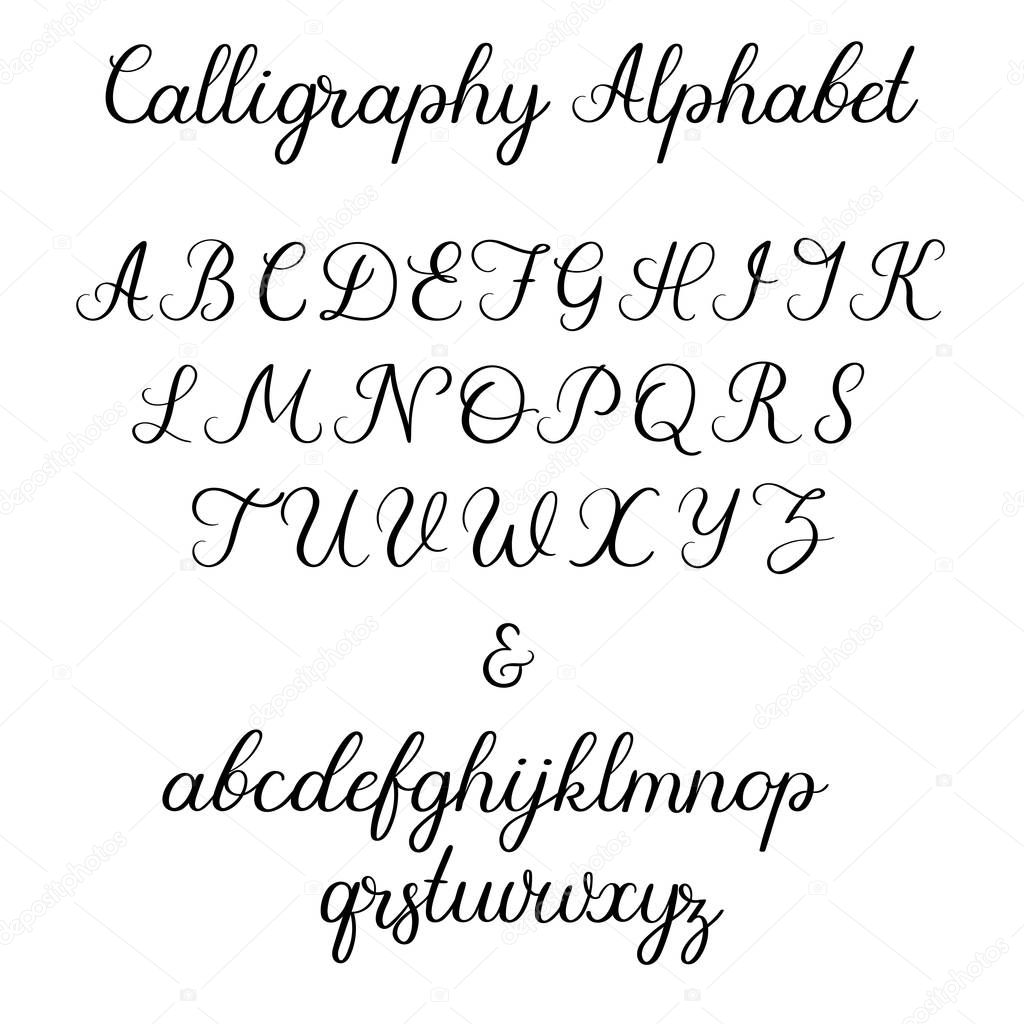 Alfabeto De Caligrafia Fonte Manuscrita Escova Letras Maiusculas 417