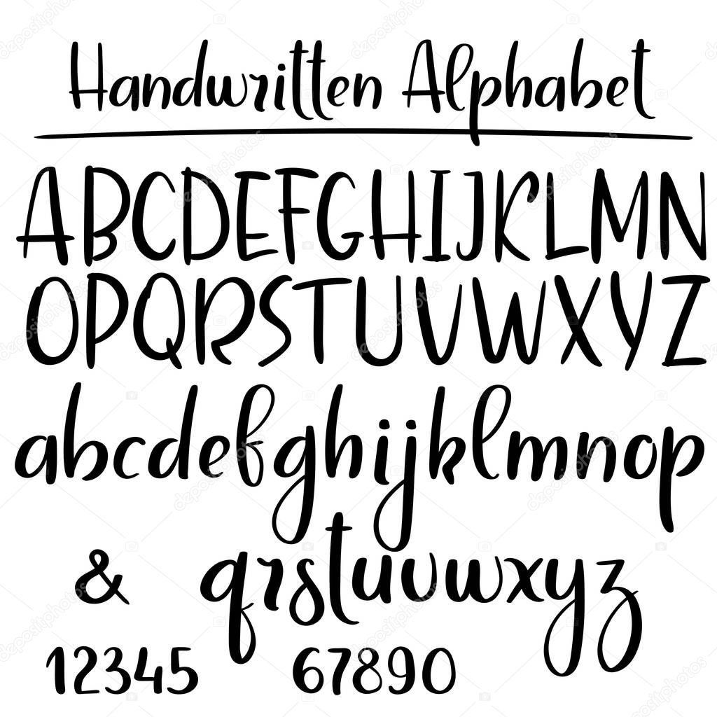 Handwritten aphabet. Modern calligraphy vector font.