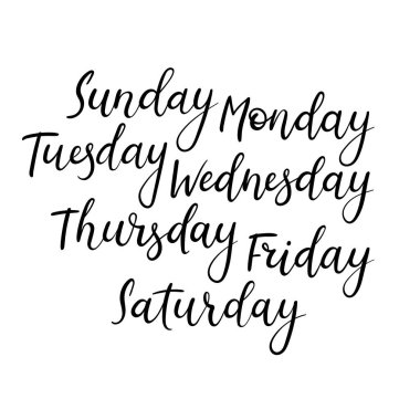 El yazısıyla aldığınız gün haftanın. Modern hat. Beyaz arka plan üzerinde izole.