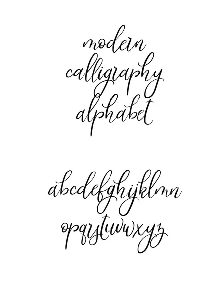 Hand lettering alphabet, handwritten brush script. Modern calligraphy vector font. — Stock Vector