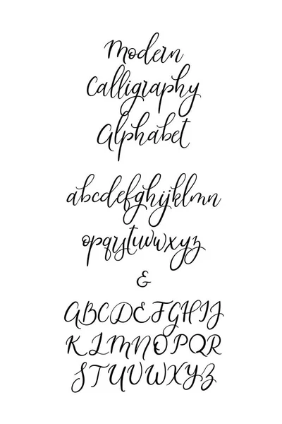 Handwritten Brush Letters. ABC. Modern Calligraphy. Hand Lettering Vector Alphabet — Stock Vector