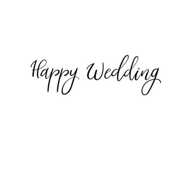 Mutlu düğün. Düğün tipografi şablonları. El yazısı vektör hat.