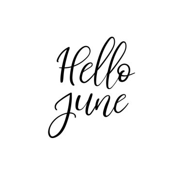 Merhaba June yazıt yazı Hand. Yaz tebrik kartı fırça hat.