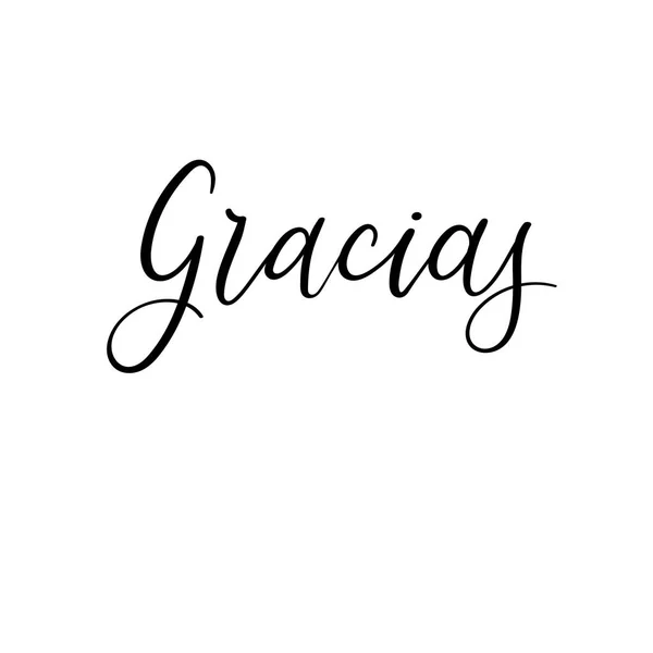 Gracias hand belettering kaart. Dank u in het Spaans. Moderne kalligrafie. — Stockvector