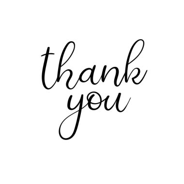 El kartı Modern hat yazı teşekkür ederiz. Vektör çizim.