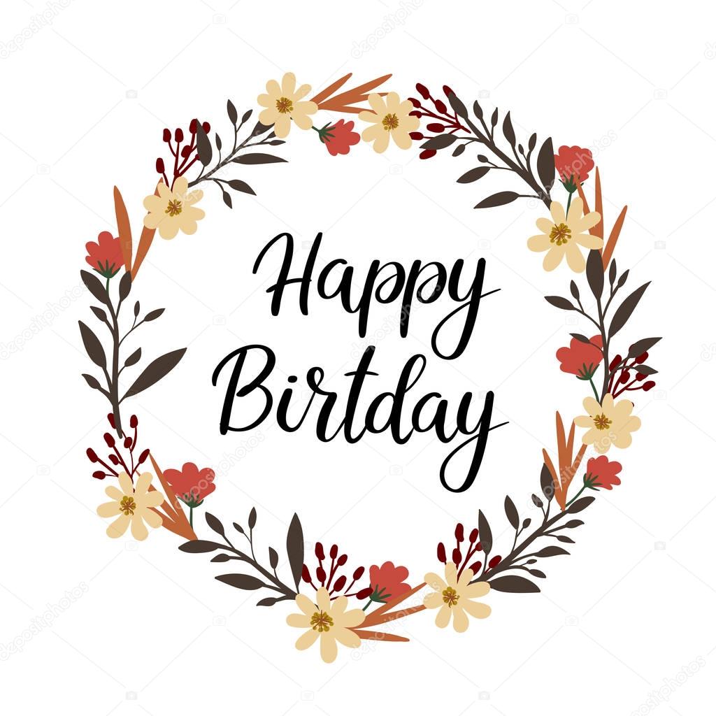 Happy Birthday Hand Lettering Greeting Card. Vector ...