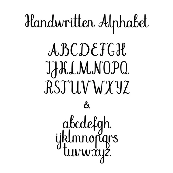 書道のアルファベット。小文字、大文字。手書き文字をベクトルします。インクの図. — ストックベクタ