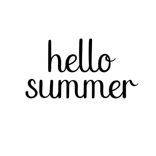 Hello summer hand drawn lettering isolated on white background. Calligraphy. — Stock Vector