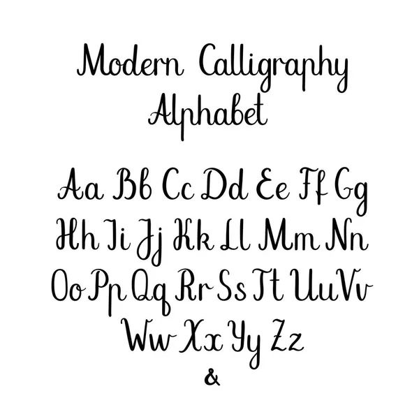 Handwritten Brush Letters. ABC. Modern Calligraphy. Hand Lettering Vector Alphabet — Stock Vector