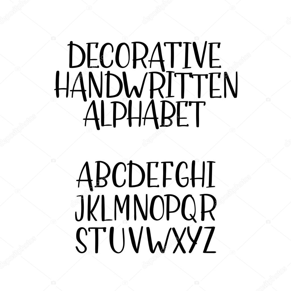 Hand drawn vector alphabet, handwritten font, isolated letters