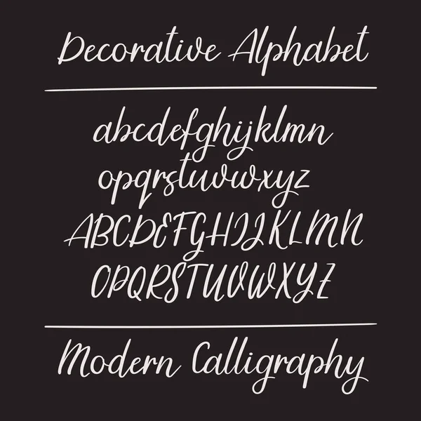 Alphabet calligraphie moderne. Lettres manuscrites. En majuscules, en minuscules. Police vectorielle . — Image vectorielle