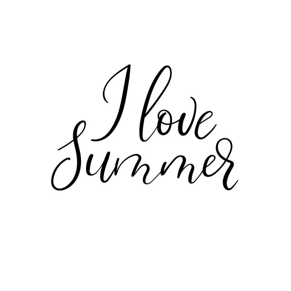 Λατρεύω το καλοκαίρι χέρι γράμματα φράση. Ευχετήρια κάρτα για το καλοκαίρι. — Διανυσματικό Αρχείο