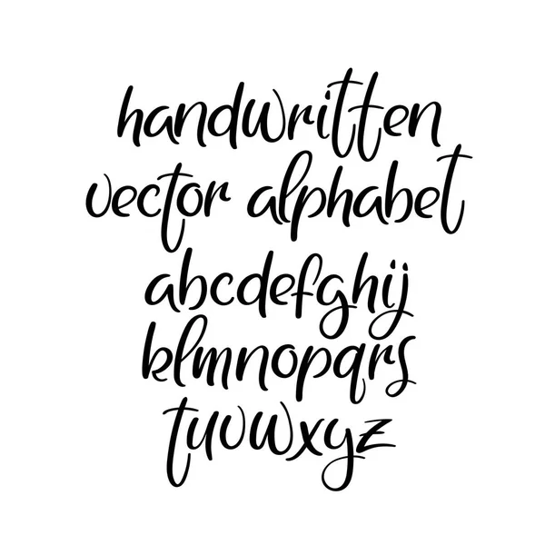 Handgeschreven borstel lettertype. Inkleuren vector alfabet. Moderne kalligrafie abc. Geïsoleerd — Stockvector