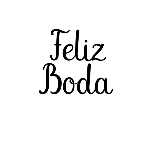Boldog esküvői kalligráfia szöveg spanyol nyelven. Kézzel írt felirat. Feliz Boda — Stock Vector