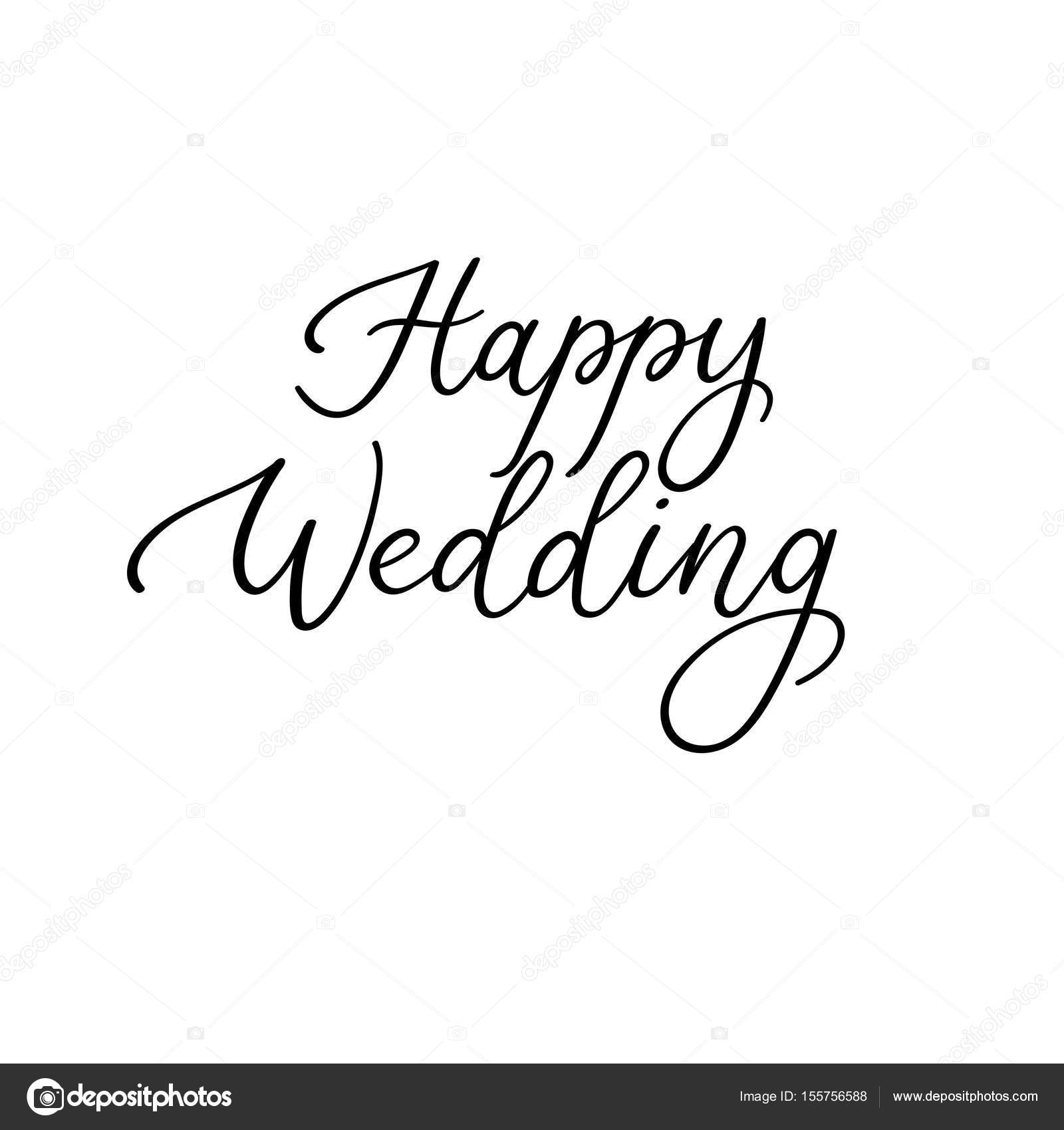 Calligraphie de mariage heureux. Inscription manuscrite pour cartes de voeux, invitations de mariage.\u2013 illustration de stock