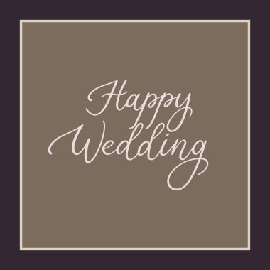 Mutlu düğün modern hat tebrik kartı. Vektör fırça el yazısı yazıt.