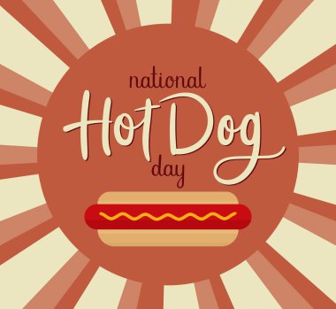 Ulusal sıcak köpek gün vektör çizim. El yazı yazıt. Hat sanatı