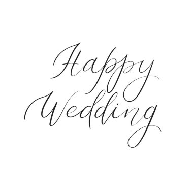 Mutlu düğün el metin yazı. El yazısı hat tebrik kartı. Vektör